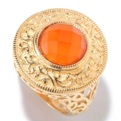 SS/18KGP RING ROSE-CUT GEMSTONE