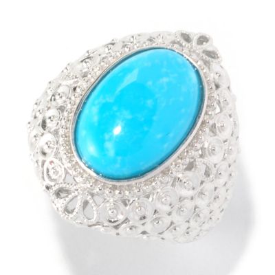 125-466 - Gem Insider Sterling Silver 15 x 10 Oval Kingman Turquoise Ring