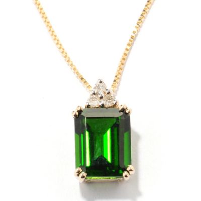 125-475 - Gem Treasures 14K Gold Gemstone & Diamond Pendant w/ 18'' chain