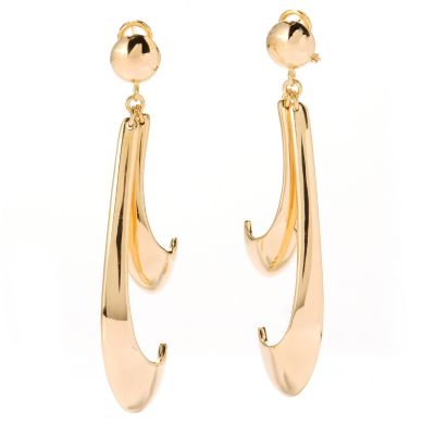 125-487 - Portofino Gold Embraced&trade; Electroform Elongated Dual Curve Drop Earrings
