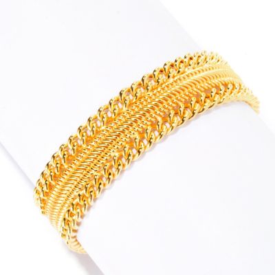 SS/18KGP BRAC SADUZA CURB LINK w/ SPRING RING CLASP