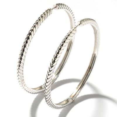 125-531 - Sterling Artistry by EFFY 2.25'' Textured & Polished Hoop Earrings