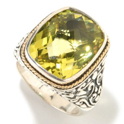 SS/18K LEMON QTZ CENTER RING