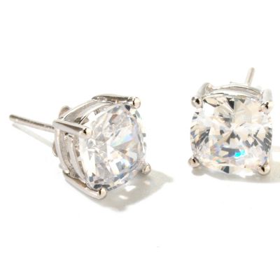 BLTA SS/PLAT CUSHION CUT STUD EARRINGS
