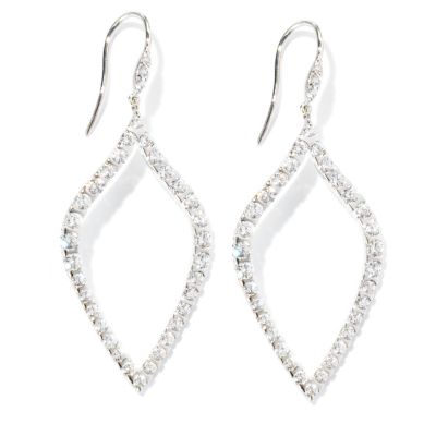 SB SS/PLAT ROUND CUT TENSION SET MARQUISE SHAPE DROP EARRINGS