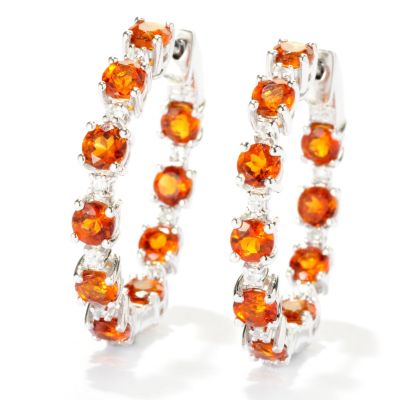 SS/PLAT EAR GEM & WHT ZIRCON INSIDE OUT HOOP w/ CLICKER BACK