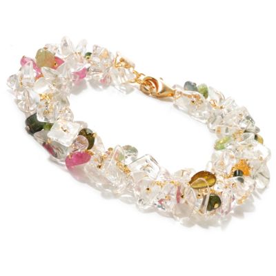 125-616 - Kristen Amato 8'' Multi Color Tourmaline & Rock Crystal Bracelet