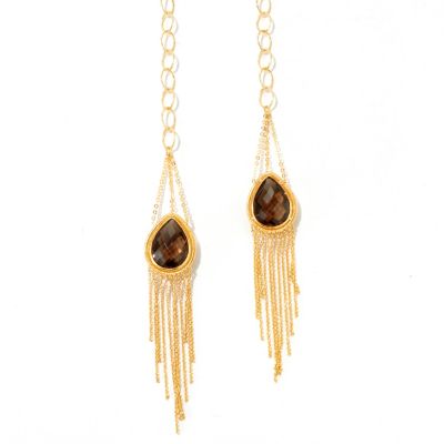 KA - SS/18KGP NECK WRAP-AROUND CHAIN w/ GEM FRINGE TASSLES - 48"