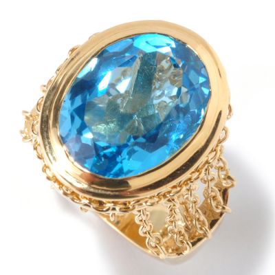 KA - SS/18KGP RING SWISS BLUE TOPAZ CHAIN LINK GALLERY