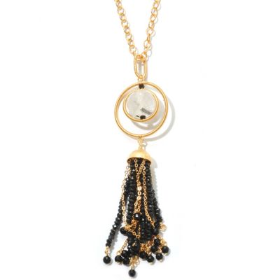 125-635 - Kristen Amato Tourmalinated Quartz & Black Spinel Pendant w/ 18'' Chain 