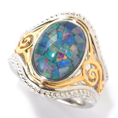 125-666 - Gem Insider 14 x 10mm Mosaic Opal Triplet Ring