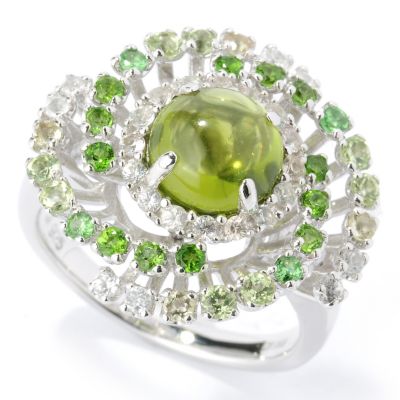 SS ROUND PERIDOT WITH SHADED ACCENT RING