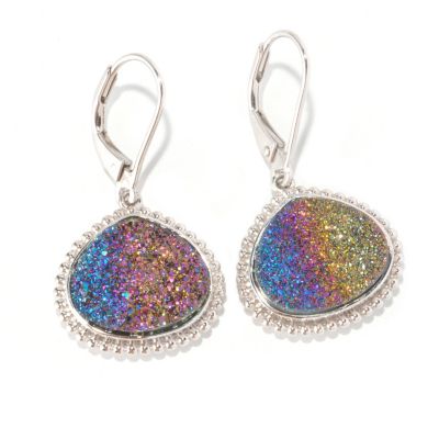 SS EARRING DRUSY RAINBOW