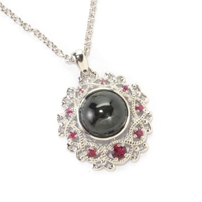 SS BLACK STAR DIOPSIDE GARNET ACCENTS PEND