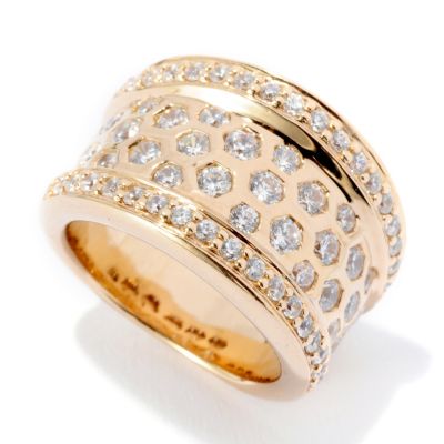 SB SS/CHOICE ROUND CUT BURNISHED SET HEXAGON SHAPE RING