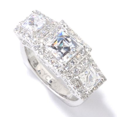125-685 - TYCOON for Brilliante&reg; Platinum Embraced&trade; 2.75 DEW Square Three Stone Ring