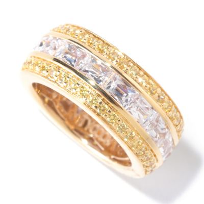 125-689 - TYCOON 4.65 DEW Rectangle & Round Simulated Diamond Three-Row Eternity Band Ring