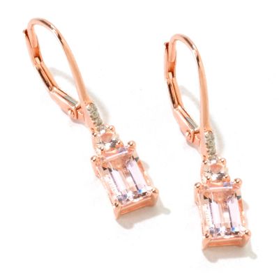 SS/18KV EAR 7x5MM MORGANITE OCTAGON DROP LEVER BACK