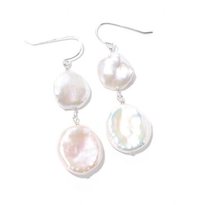 SS 12-13mm & 18-19mm WHITE KESHI FWP LEVERBACK EARRINGS