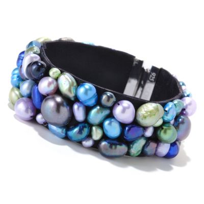 SS 7.25" HAND MADE MULTI SIZE IRREGULAR DYED FWP CUFF BRACELET