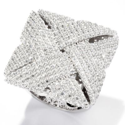 125-745 - Sonia Bitton for Brilliante&reg; Platinum Embraced&trade; 4.63 DEW Pave Set Woven Square Ring
