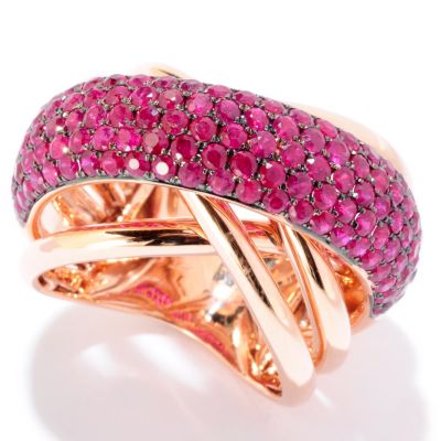 125-774 - EFFY 14K Rose Gold 2.70ctw Red Ruby Wide Crossover Ring