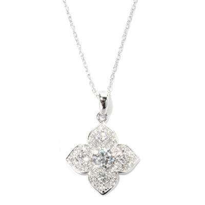 125-784 - Brilliante&reg; Platinum Embraced 1.19 DEW Flower Pendant w/ 18” Chain