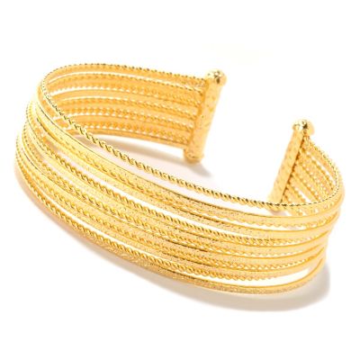 BRONZE/18KGP BRAC MULTI-TEXTURED 12-ROW CUFF
