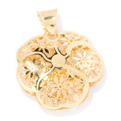 125-801 - Italian Designs with Stefano 14K Gold Ricami Flower Pendant