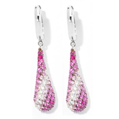 ALISSIMA BY EFFY STERLING SILVER SHADES OF PINK SAPPHIRE TEARDROP EARRINGS