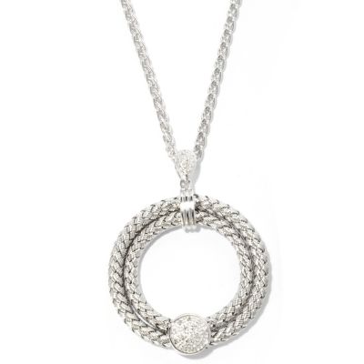125-838 - EFFY Sterling Silver 0.05ctw Diamond ''Balissima'' Woven Circle Pendant