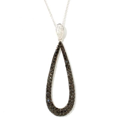EFFY 14K WHITE GOLD DIAMOND & BLACK DIAMOND PENDANT