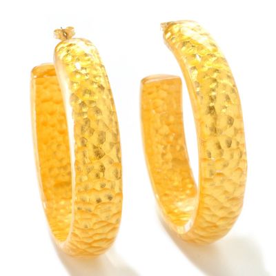 125-856 - Italian Designs with Stefano 24K ''Oro Puro'' Gold Foil & Resin Hoop Earrings