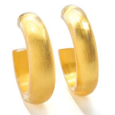 125-859 - Italian Designs with Stefano 24K ''Oro Puro'' Gold Foil & Resin Hoop Earrings