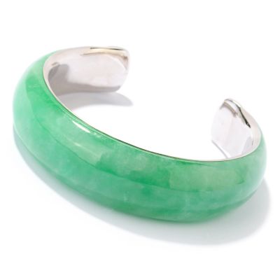 SS 20MM NATURAL GREEN JADE CUFF