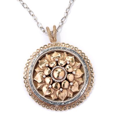 SS/BRONZE BOROBUDUR LOTUS STATEMENT NECKLACE