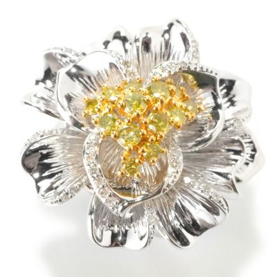SS FLOWER RING WITH DIAMOND CENTER
