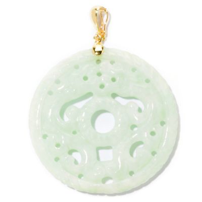 14K YG 50mm CARVED EMPORERS DYNASTY GEEN JADE ENHANCER