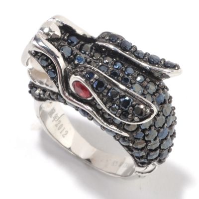 SS YEAR OF THE DRAGON BLACK SPINEL, FWP & GARNET RING