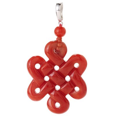 SS 41x51mm CARVED JADE EVERLASTING KNOT ENHANCER