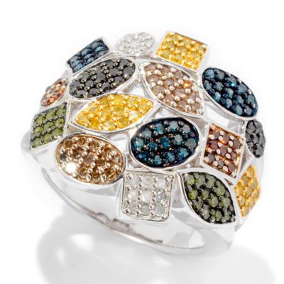 125-901 - Diamond Treasures Sterling Silver 1.00ctw Multi Color & Shape Diamond Ring