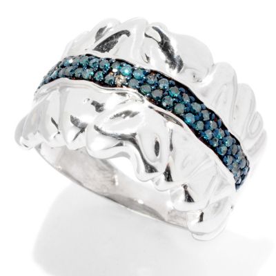 SS HEART BAND WITH BLUE DIAMONDS