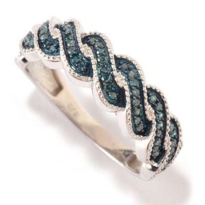 125-907 - Diamond Treasures Sterling Silver 0.20ctw Diamond Stack Infinity Band