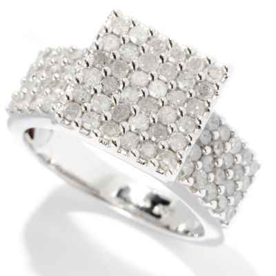 SS SQ TOP PAVE WHITE DIAMOND RING