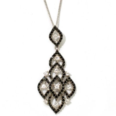 SS BLK SPINEL PEND WITH NAT ZIRCON W/CHAIN 18"