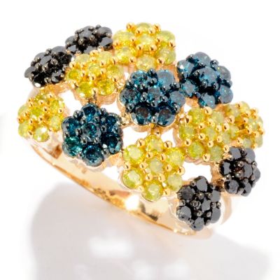14K YG MULTI COLOR FLOWER STATION BAND