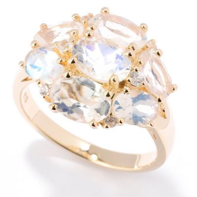 125-935 - NYC II 3.77ctw Rainbow Moonstone & White Zircon Ring 