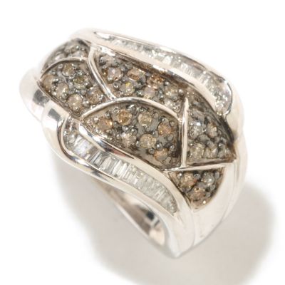 125-936 - Diamond Treasures 14K White Gold 0.52ctw Champagne & White Diamond Abstract Ring