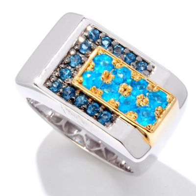 MEN'S - SS/PALL RING NEON APATITE & LONDON BLUE TPZ