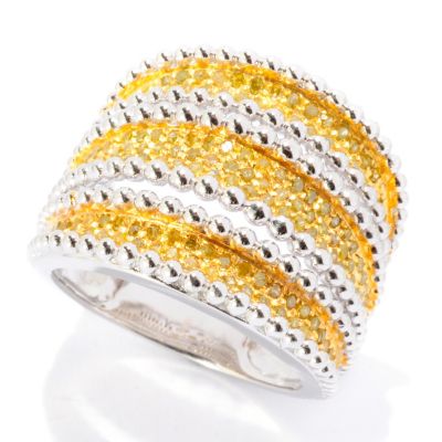 125-940 - Diamond Treasures Sterling Silver 0.75ctw Diamond Three-Row Wide Ring 